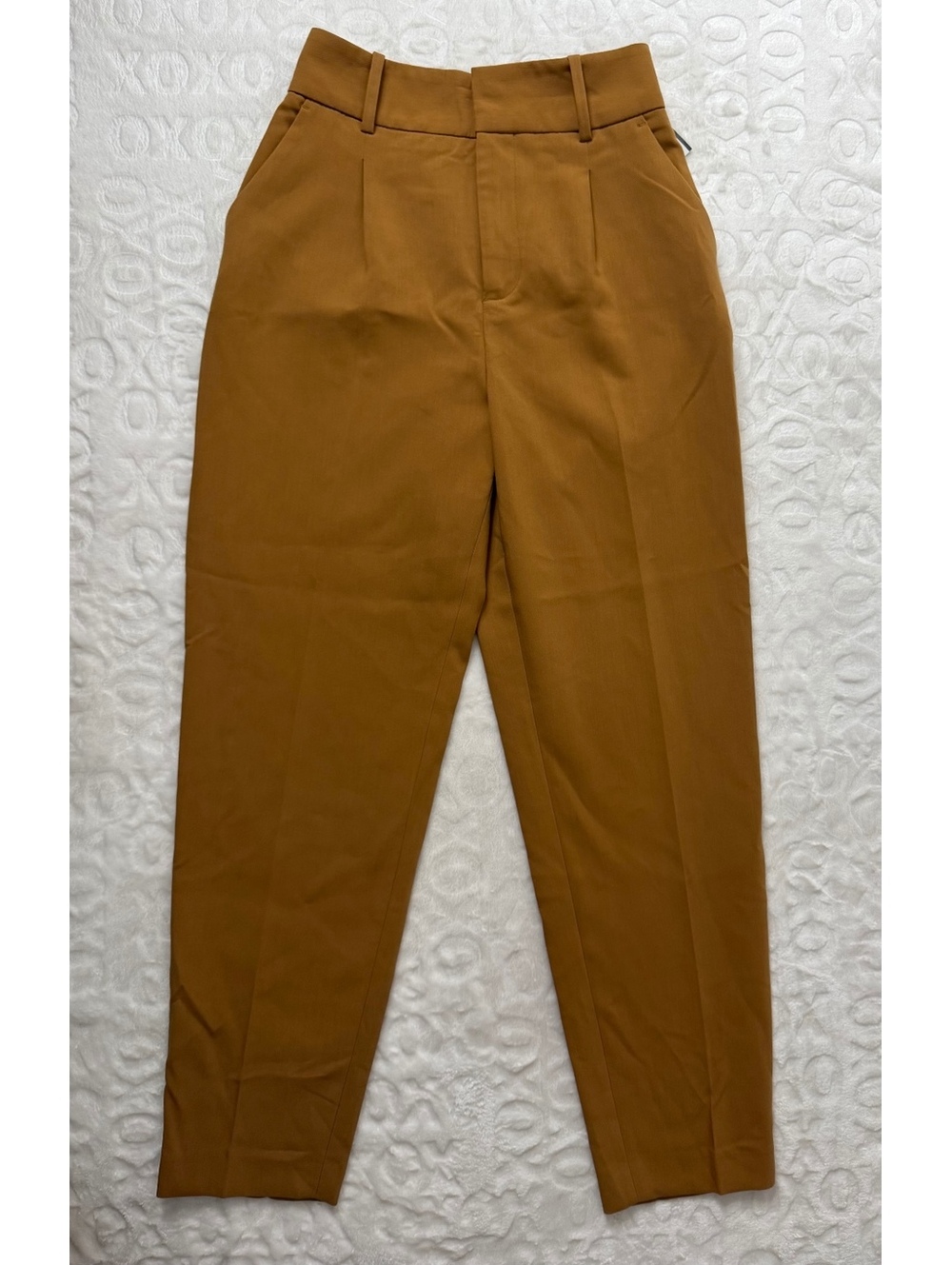 Zara High Waist Pleated Trousers Brown Camel XS Made in Spain [COPY]